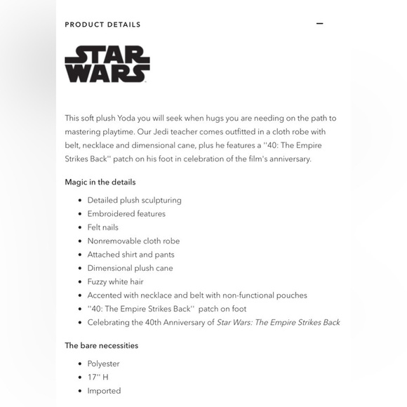 Yoda Star Wars 40th Anniversary Plush - Picture 3 of 5